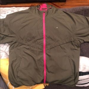 Macy’s army green & hot pink windbreaker